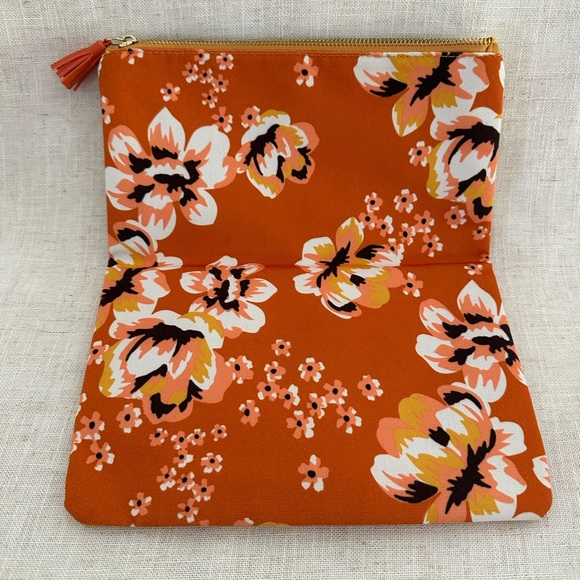 Rachel Pally Reversible Fold Over Clutch Purse Zahara Orange Vegan Leather - Picture 4 of 11